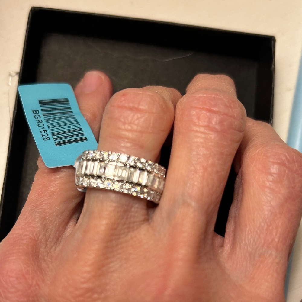 Elegant Moissanite Sterling Silver Eternity Band Ring